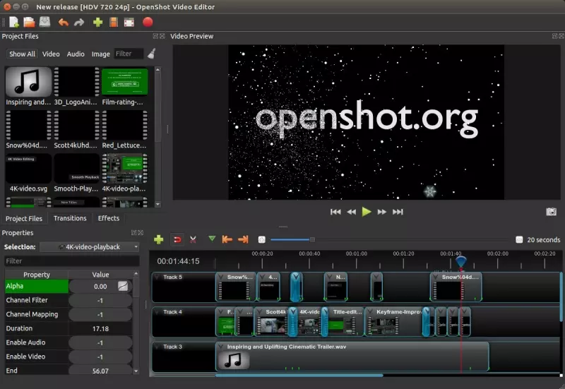 openshot - aplikasi edit video pc tanpa watermark yang ringan
