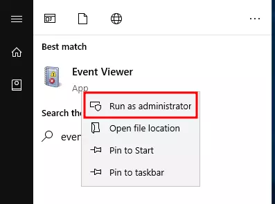 event viewer pada start menu windows 10