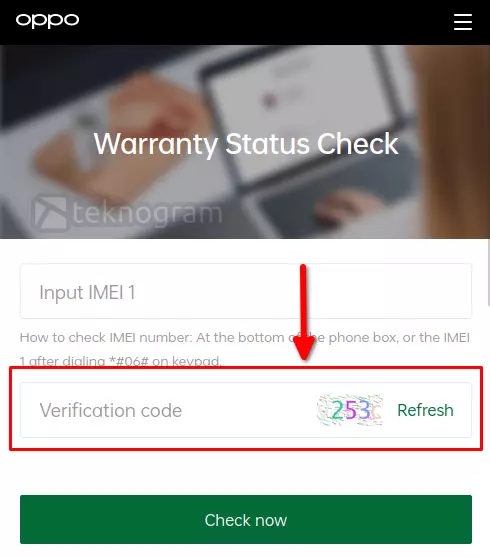 kode verifikasi website oppo