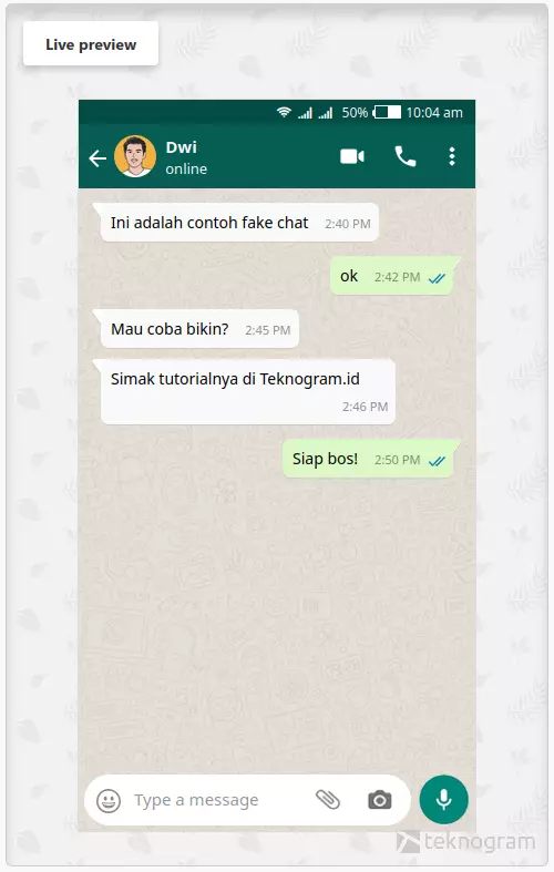 cara membuat fake chat whatsapp