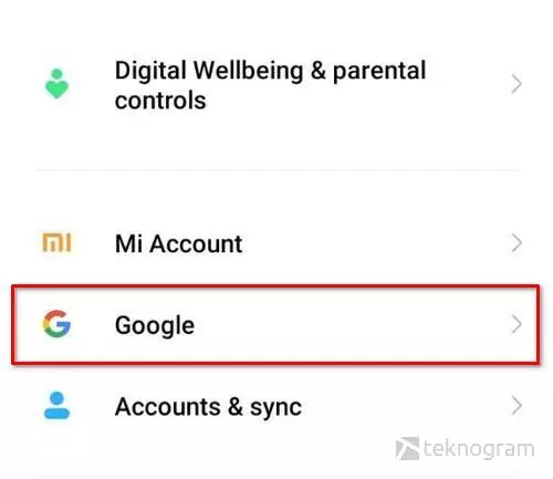 menu google di android