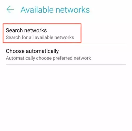 menu pencarian jaringan di hp android