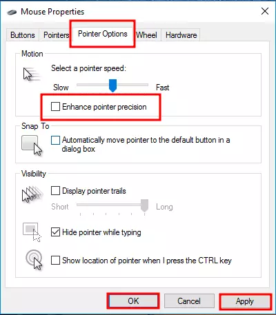 menu enhance pointer precision untuk memperbaiki kursor laptop
