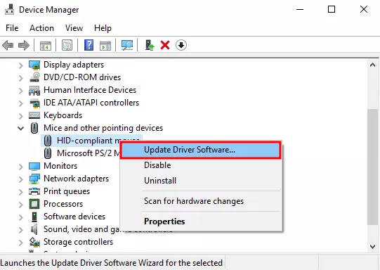 menu update driver mouse pada laptop