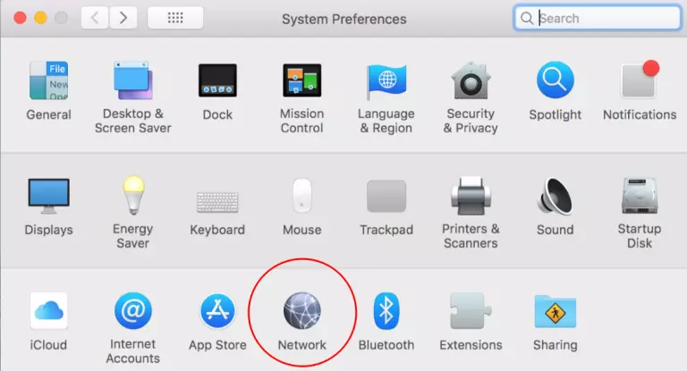 menu network di system preferences