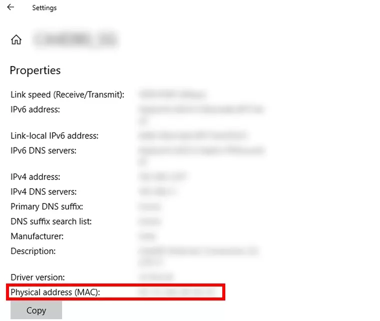 mac address di windows 10