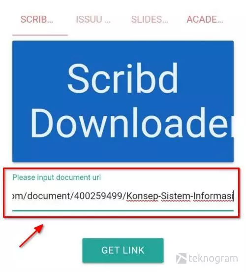 kolom url untuk download scribd