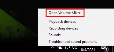 menu open volume mixer di windows 10