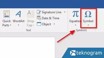 menu symbol di word dan excel