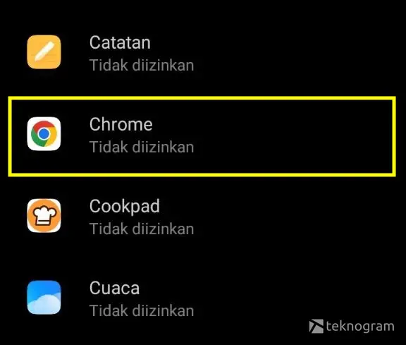 menu chrome android