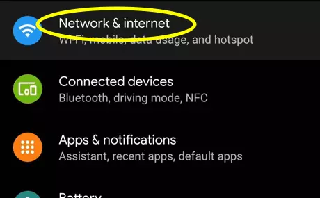 menu network dan internet di android