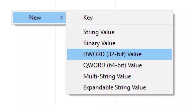 menu new dword pada windows registry