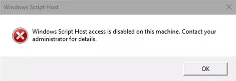tampilan pesan error windows script host access is disabled on this machine