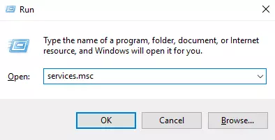 service msc pada dialog run windows 10