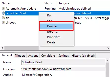 disable scheduler pada windows update