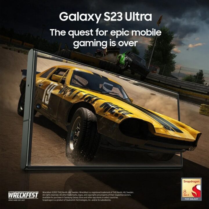 Gambar Promosi Samsung Galaxy S23 yang menampilkan snapdragon 8 gen 2
