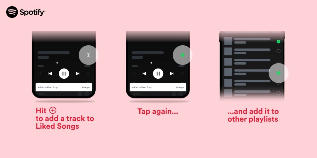 tombol hati diubah menjadi plus pada aplikasi Spotify
