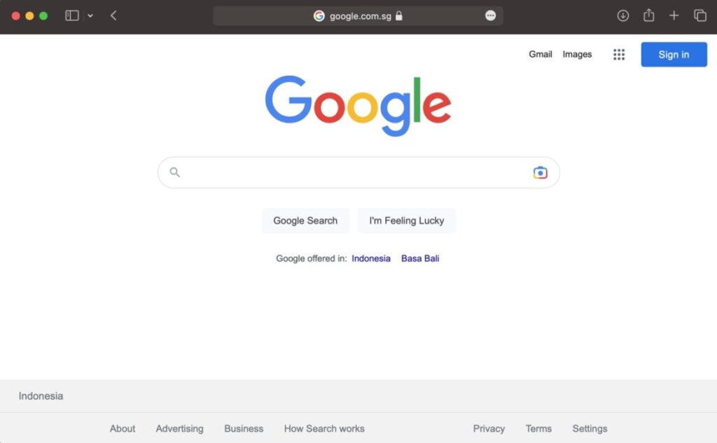 akses google sg di browser