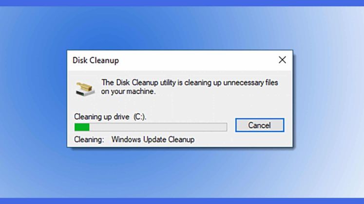 membersihkan cache dengan disk cleanup